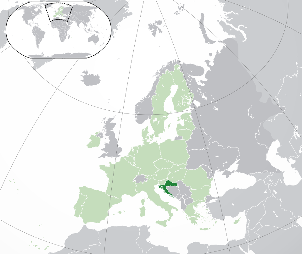 Locator map highlighting Croatia